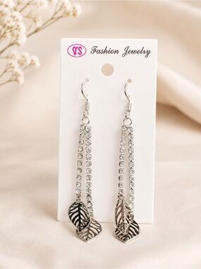 Fashion Jewelry Rhinestone Dangle Earrings Leaf‎ Charm Drop Earrings